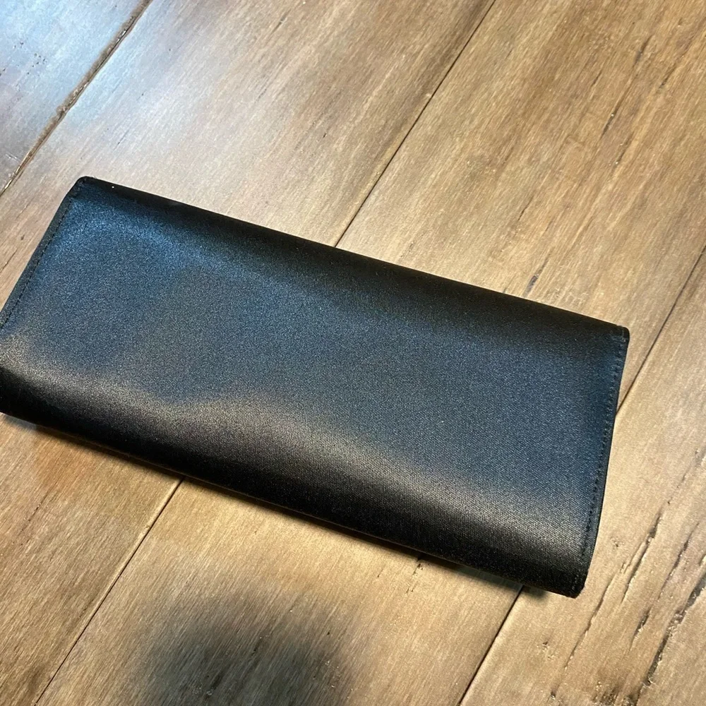 Vintage hand bag clutch and wallet‎ set black with flower